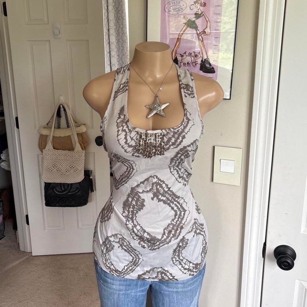 Y2K 2000s avant garde wet seal Beaded Tank Top